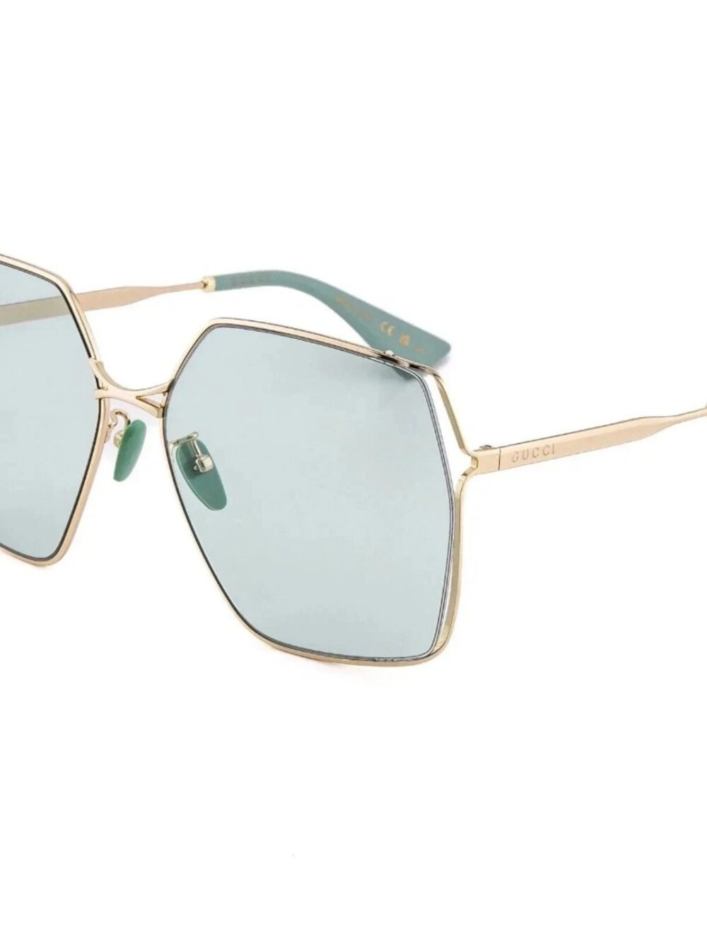 NEW Gucci GG0817S 003 Gold Green Oversized 100% Authentic Sunglasses
